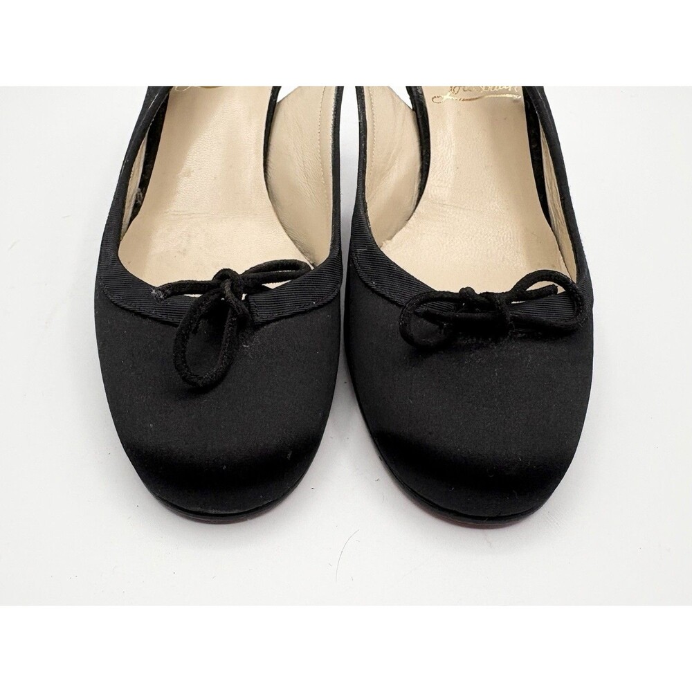Christian Louboutin Black Satin Slingback Kitten Heels Vintage Sz EU 37.5 - Picture 7 of 13